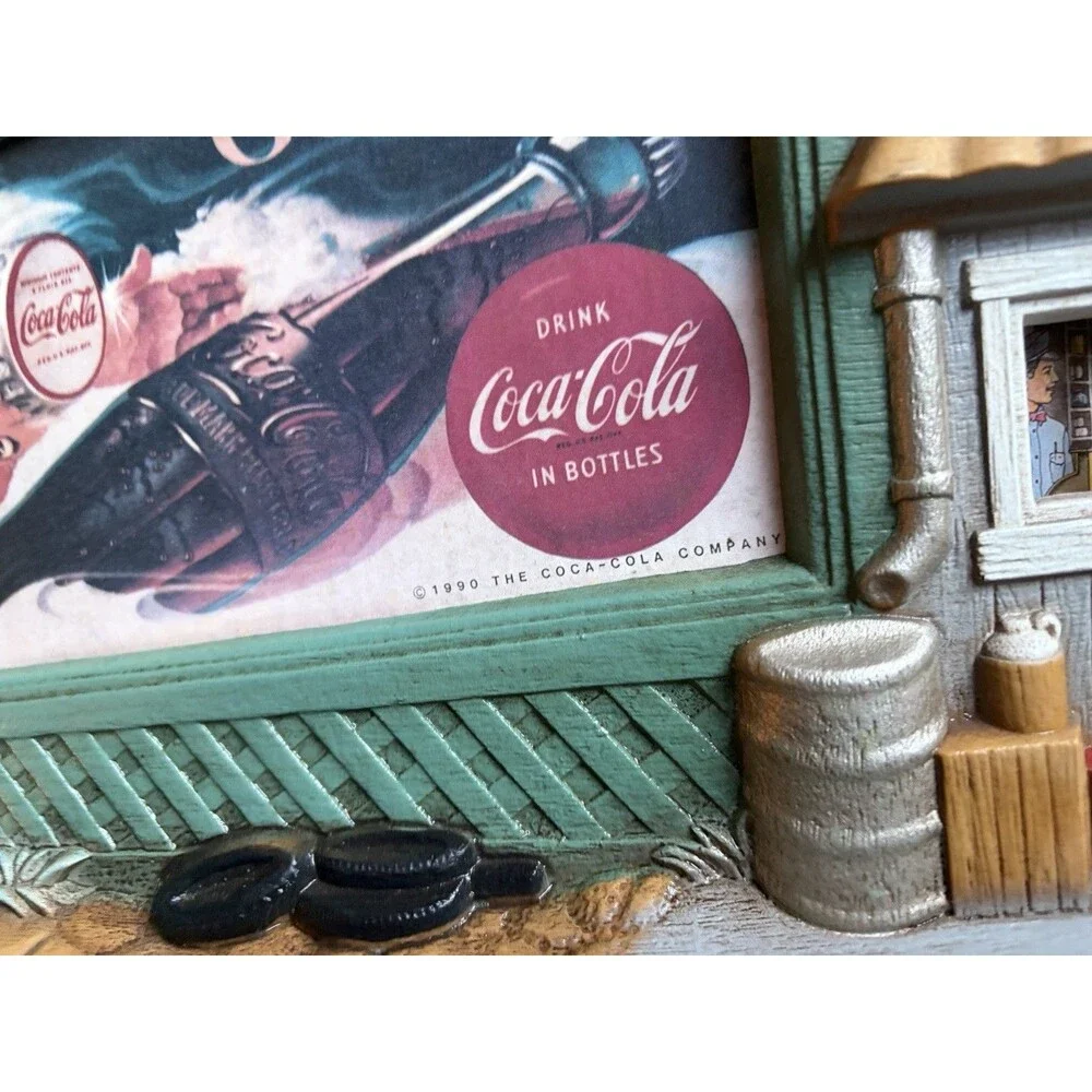 Coca Cola Route 66 Service Station Wall Clock 3D Plaque 1990